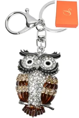 porte-cle hibou coffret cadeaux bijoux de sac Argent