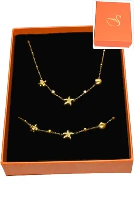 Coffret cadeaux orange parure bijoux étoile de mer Or 0B6BFF 