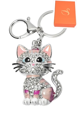 porte-cle coffret cadeaux chat Argent 34563E 