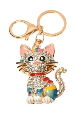porte-cle chat Or
