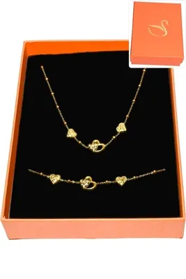Coffret cadeaux orange parure bijoux coeur Or 3D4DE8 