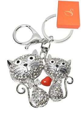 porte-cle coffret cadeaux chat Argent 426D27 