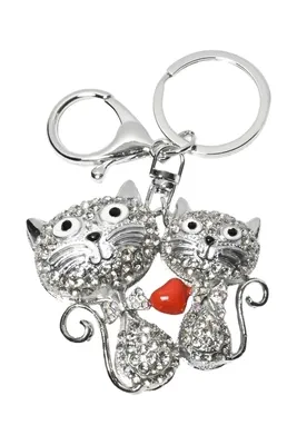porte-cle chat Argent