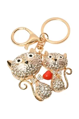 porte-cle chat Or