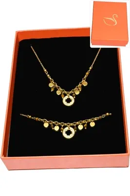 Coffret cadeaux orange parure bijoux oeil de tigre Or
