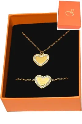 Coffret cadeaux orange parure bijoux je t'aime Maman Or