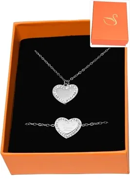 Coffret cadeaux orange parure bijoux je t'aime Maman Argent
