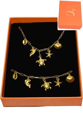 Coffret cadeaux orange parure bijoux tortue Or