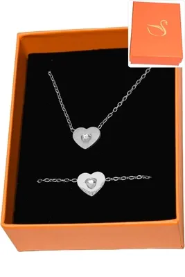 Coffret cadeaux orange parure bijoux coeur Argent