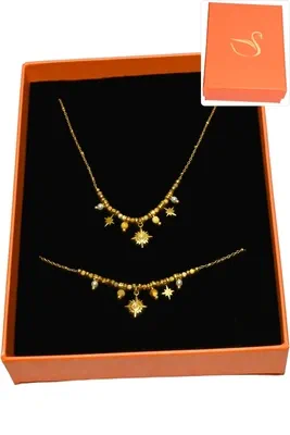 Coffret cadeaux orange parure bijoux étoile oeil de tigre Or 88194E 