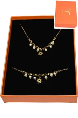 Coffret cadeaux orange parure bijoux soleil Or