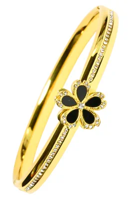 Jonc tournante spinner fleur Or HS7869 