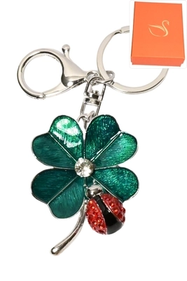 porte-cle coffret cadeaux bijoux de sac tréfle Argent