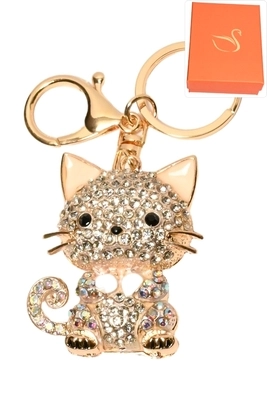porte-cle coffret cadeaux bijoux de sac chat Or