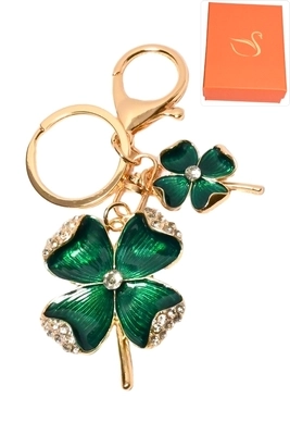 porte-cle coffret cadeaux bijoux de sac tréfle Or