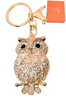 porte-cle coffret cadeaux bijoux de sac hibou Or