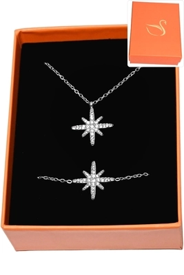 Coffret bijoux cadeaux parure orange étoile Argent
