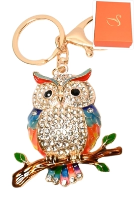 porte-cle coffret cadeaux bijoux de sac hibou chouette Or