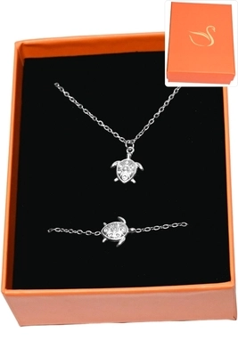 Coffret bijoux cadeaux parure orange tortue Argent