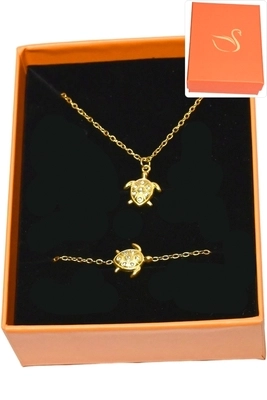 Coffret bijoux cadeaux parure orange tortue Or