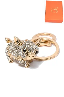 porte-cle coffret cadeaux cochon Or