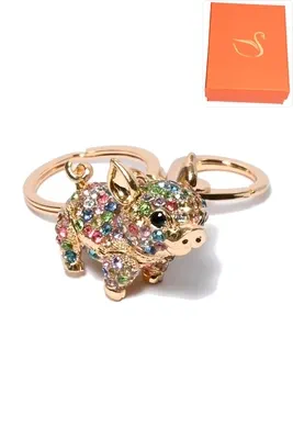 porte-cle coffret cadeaux cochon Or