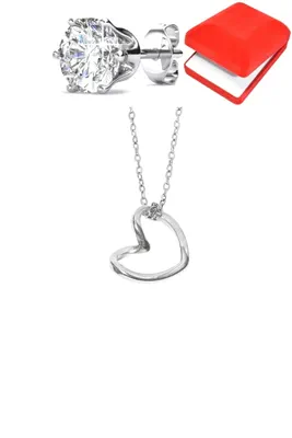 Coffret parure bijoux coeur Argent