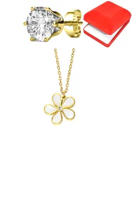 Coffret parure bijoux fleur Or 7BC59F 