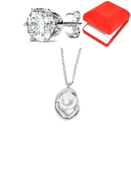 Coffret parure bijoux perle Argent B351CF 