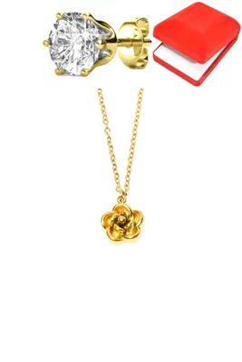 Coffret parure bijoux fleur Or