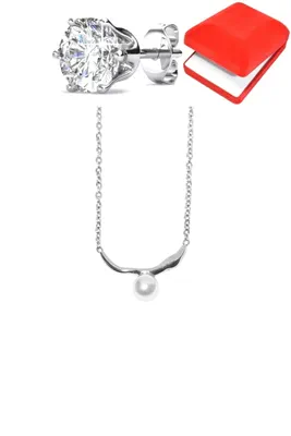 Coffret parure bijoux perle Argent D00655 