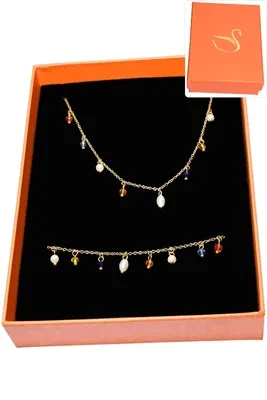 Coffret cadeaux orange parure bijoux Or 1BD3DE 