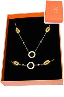 Coffret cadeaux orange parure bijoux graine de café Or 253D21 