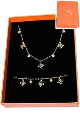 Coffret cadeaux orange parure bijoux fleur Or 27D119 