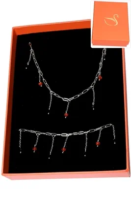 Coffret cadeaux orange parure bijoux Argent