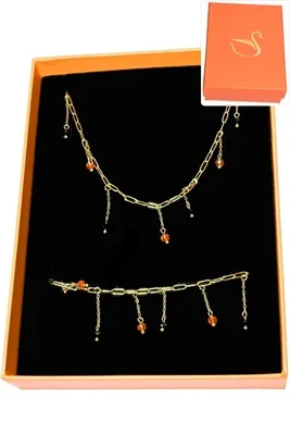 Coffret cadeaux orange parure bijoux Or 28D765 