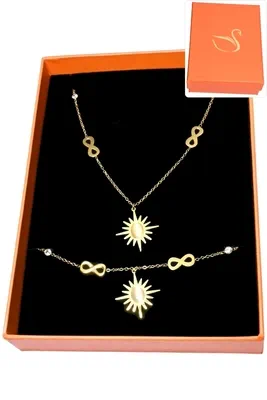 Coffret cadeaux orange parure bijoux soleil infini Or 78DA26 