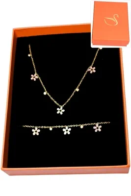 Coffret cadeaux orange parure bijoux fleur Or 7E537A 