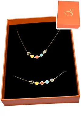 Coffret cadeaux orange parure bijoux smile Or 93F7E3 