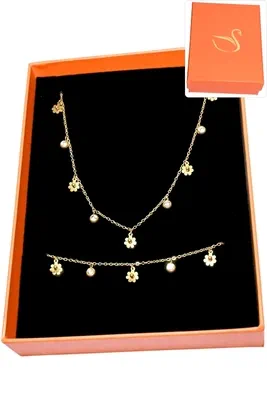 Coffret cadeaux orange parure bijoux fleur Or 940DCD 