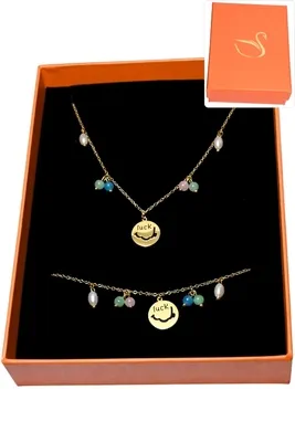 Coffret cadeaux orange parure bijoux luck Or 968A8D 