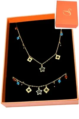 Coffret cadeaux orange parure bijoux étoile Or B3233B 