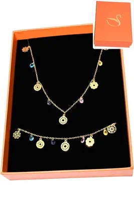 Coffret cadeaux orange parure bijoux soleil Or B3BBA9 
