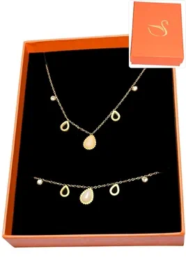 Coffret cadeaux orange parure bijoux goutte Or BFD29E 
