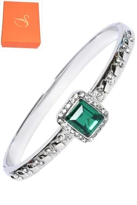 Coffret jonc cadeaux émeraude Argent CA4A5A 