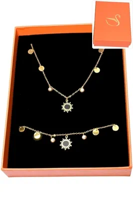 Coffret cadeaux orange parure bijoux soleil Or D31431 