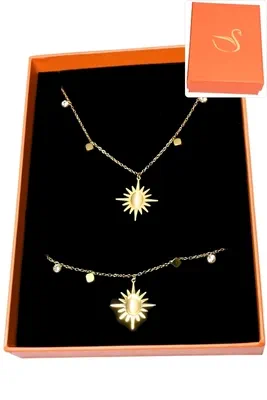 Coffret cadeaux orange parure bijoux soleil Or F2C6D6 