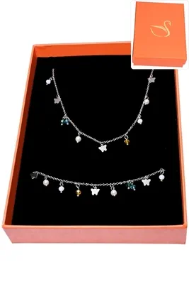 Coffret cadeaux orange parure bijoux coeur Argent SAQ684 