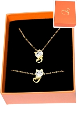 Coffret bijoux cadeaux chat Or