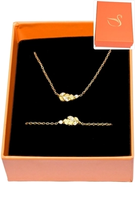 Coffret bijoux cadeaux feuille Or